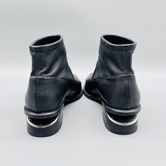 Alexander Wang Boots Womens 7.5 Black Leather Kori Ankle Cutout Heel Pointed Toe - Picture 7 of 11